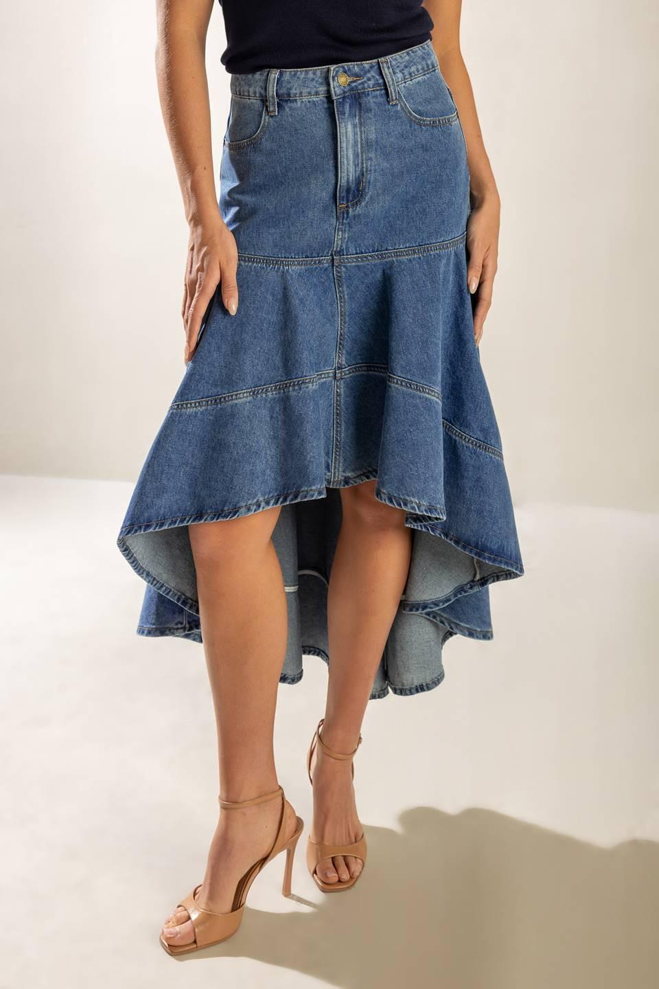 UNDER THE HISBISCUS DENIM SKIRT - Flying Tomato - SKIRTS - Freemarket