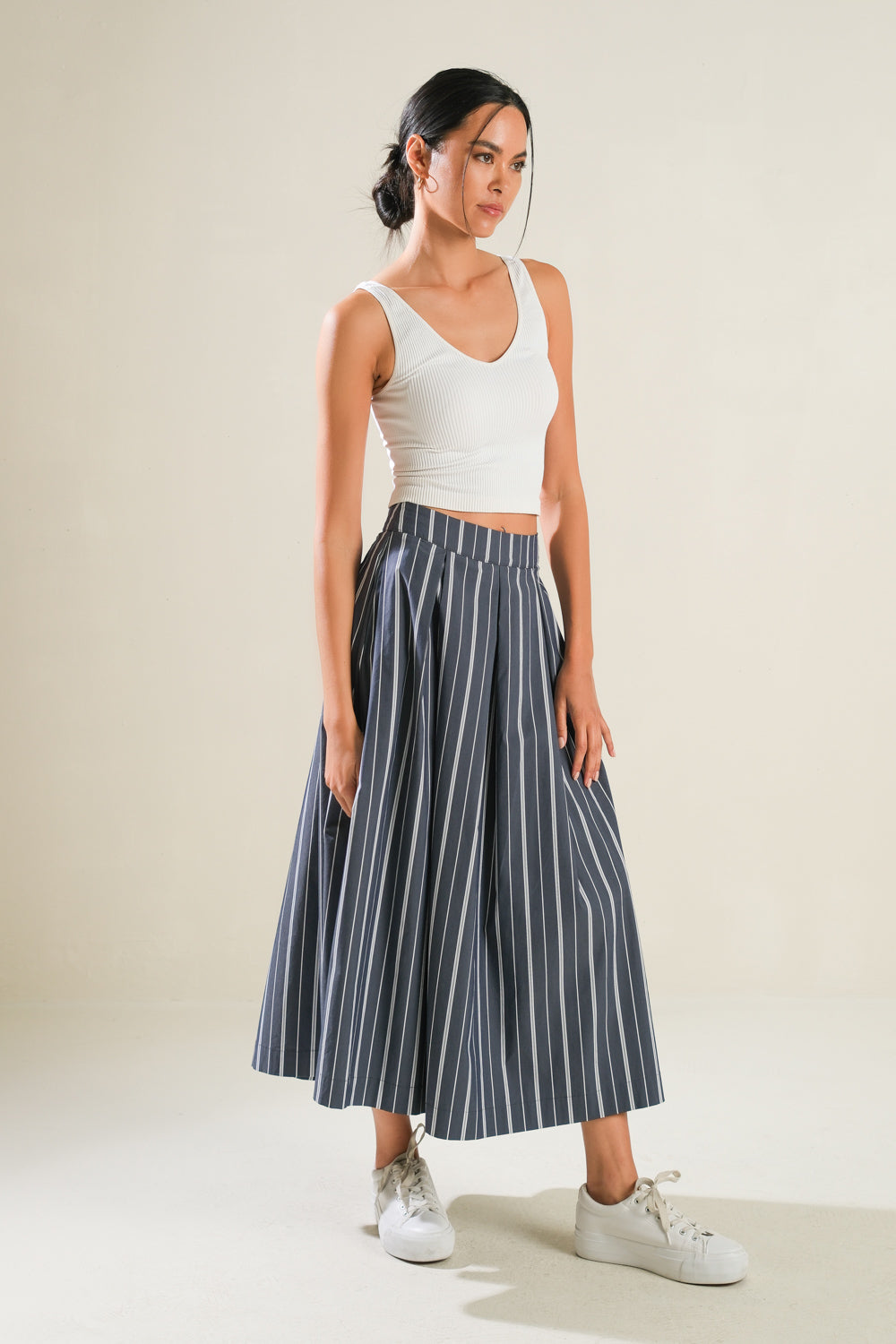 BEHIND THE GRIN WOVEN MIDI SKIRT