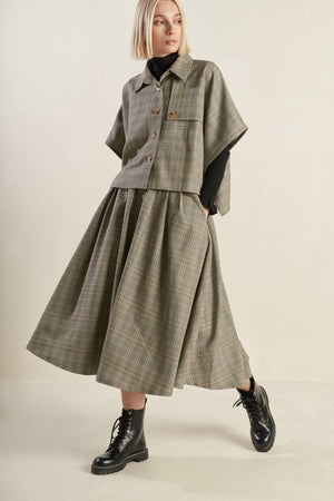 MOODY ALLURE WOVEN MIDI SKIRT.