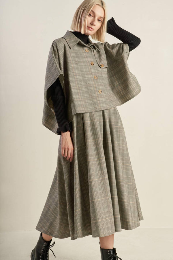 MOODY ALLURE WOVEN MIDI SKIRT.