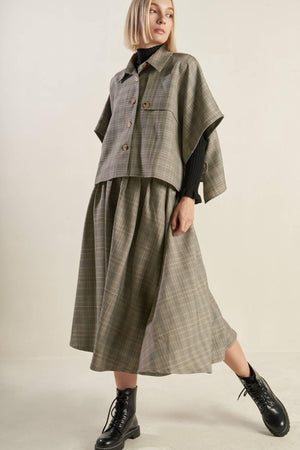 MOODY ALLURE WOVEN MIDI SKIRT.