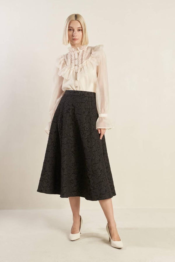 FOREVER DAYDREAMING WOVEN MIDI SKIRT.