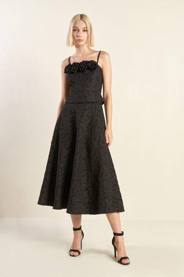 FOREVER DAYDREAMING WOVEN MIDI SKIRT.