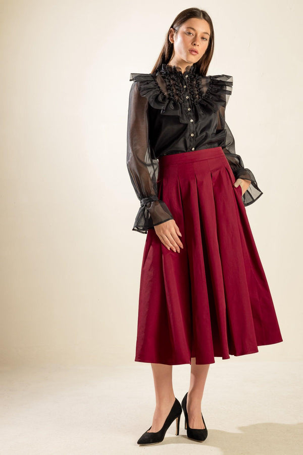 DANCE WITH DESTINY WOVEN MIDI SKIRT.