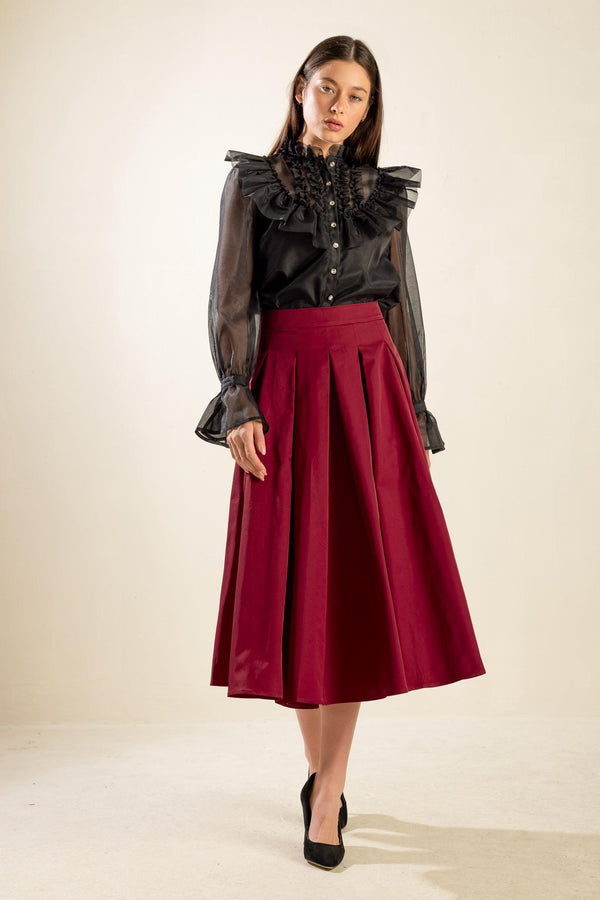 DANCE WITH DESTINY WOVEN MIDI SKIRT.