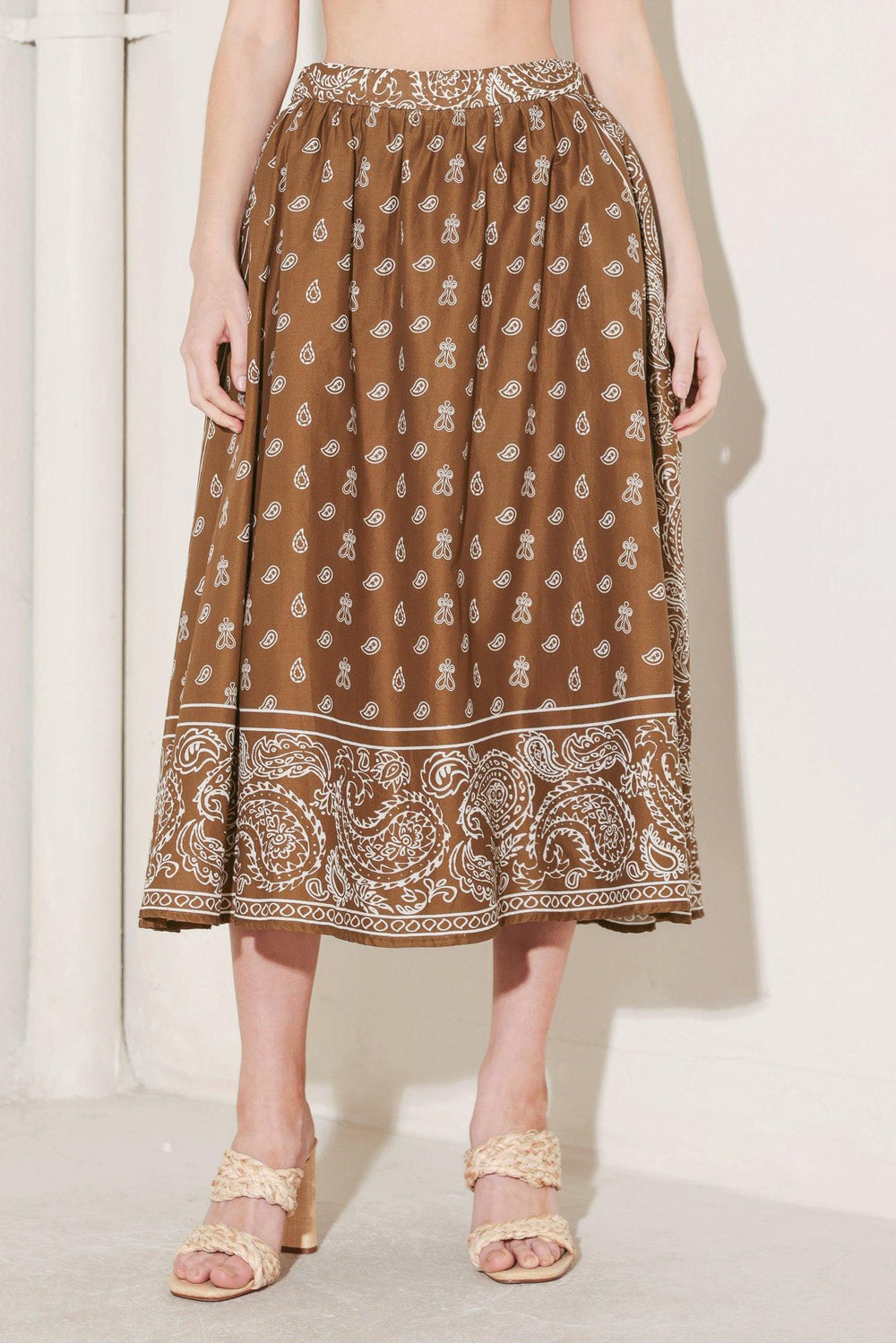 THE MORE THE MERRIER WOVEN FULL MIDI SKIRT.