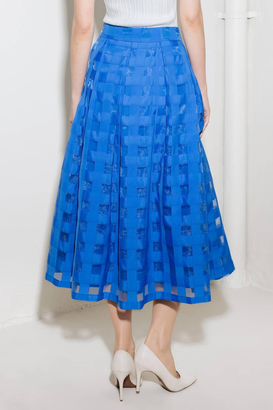 LIVE FOR US BLUE ORGANZA MIDI SKIRT.
