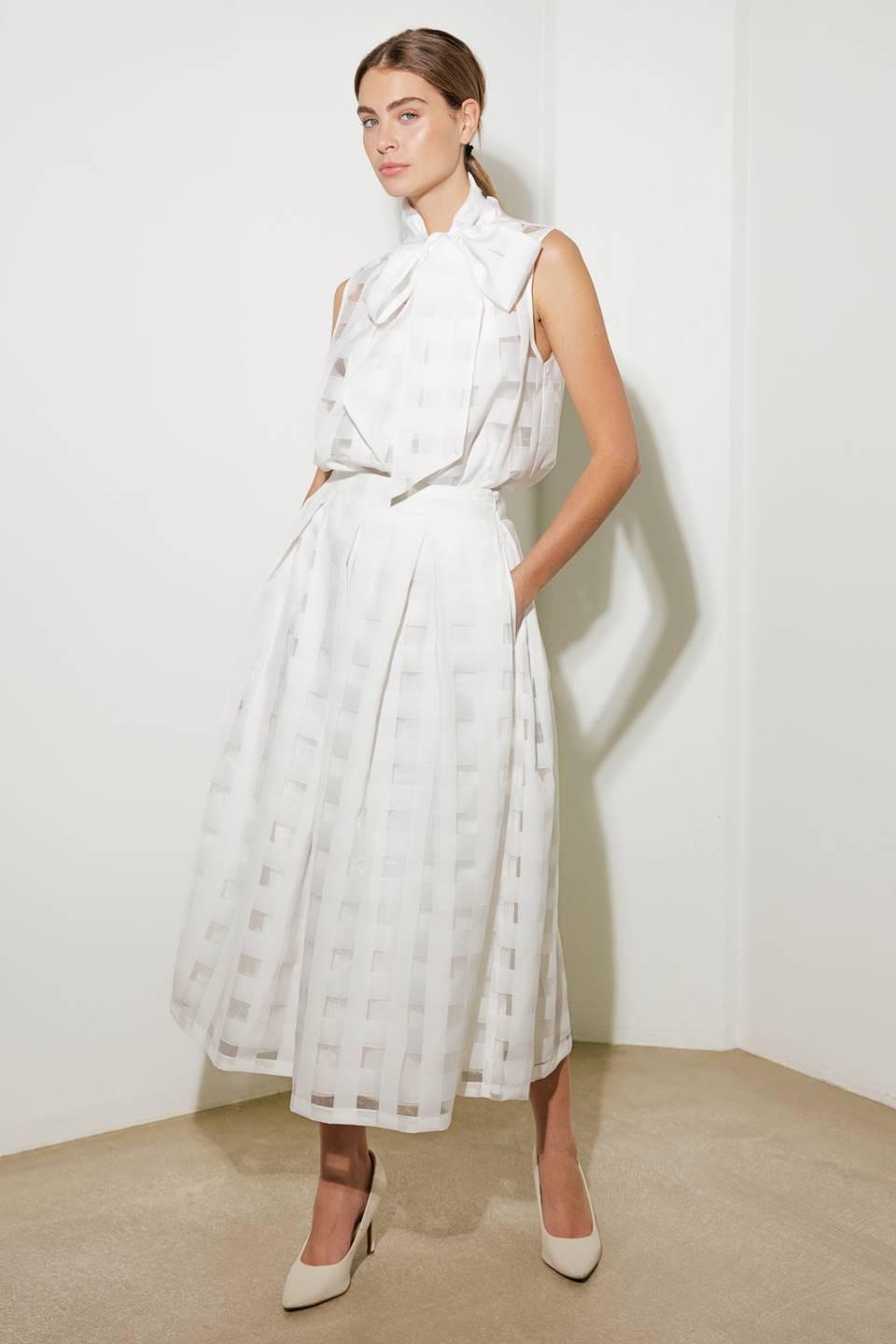 LIVE FOR US WHITE ORGANZA MIDI SKIRT - Flying Tomato - SKIRTS - Freemarket