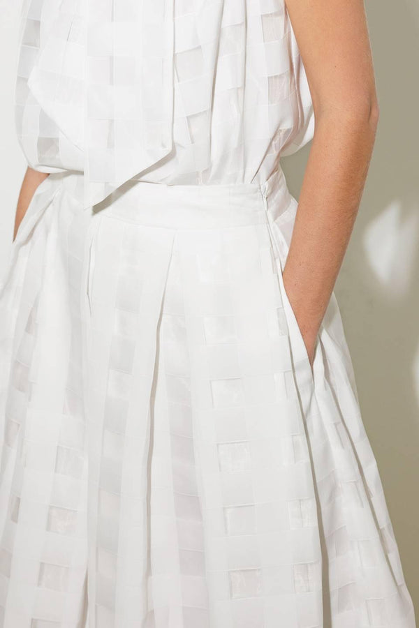 LIVE FOR US WHITE ORGANZA MIDI SKIRT - Flying Tomato - SKIRTS - Freemarket