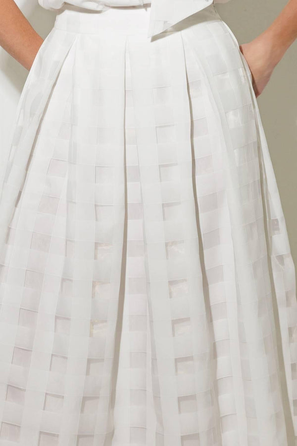 LIVE FOR US WHITE ORGANZA MIDI SKIRT - Flying Tomato - SKIRTS - Freemarket