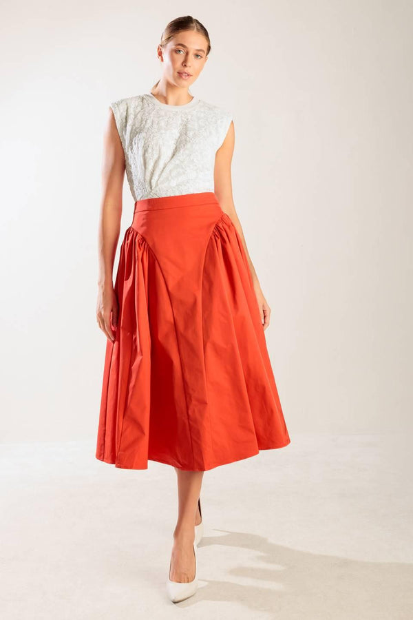 LUNCH WITH THE GIRLS WOVEN FULL MIDI SKIRT.