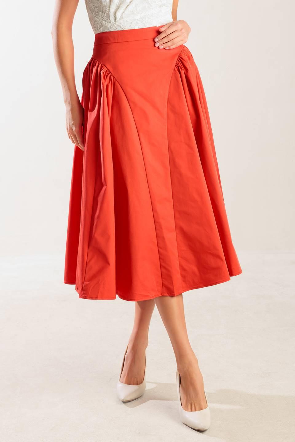 LUNCH WITH THE GIRLS WOVEN FULL MIDI SKIRT.