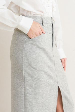 LOVELY BY NATURE KNIT MIDI SKIRT.