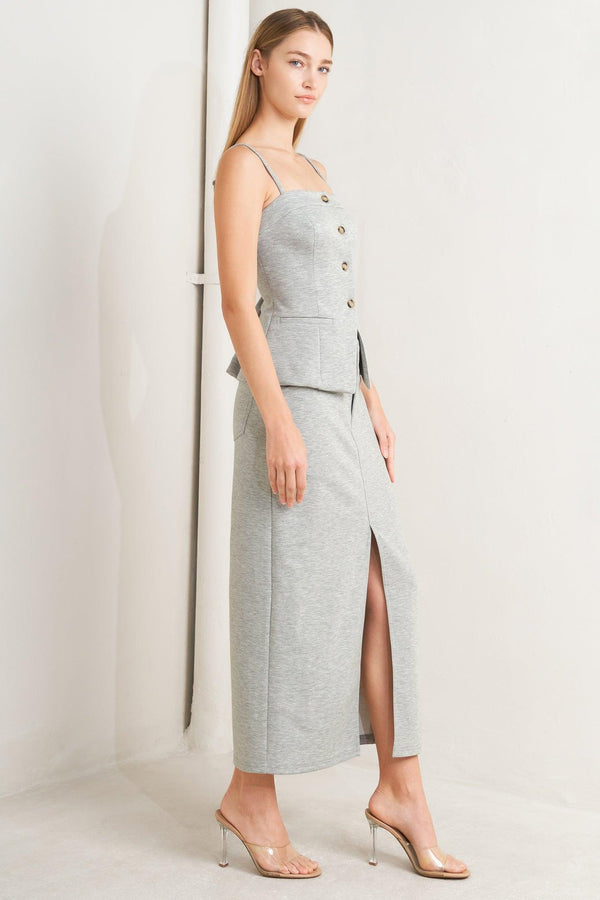 LOVELY BY NATURE KNIT MIDI SKIRT.