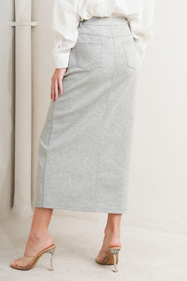 LOVELY BY NATURE KNIT MIDI SKIRT.