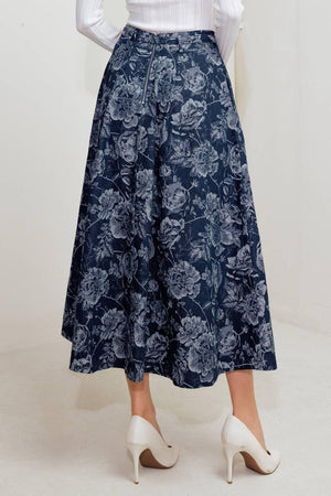 URBAN MUSE JACQUARD DENIM SKIRT.