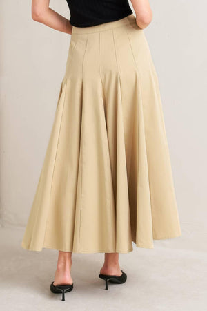PALE FRAME WOVEN TAUPE CIRCLE SKIRT.