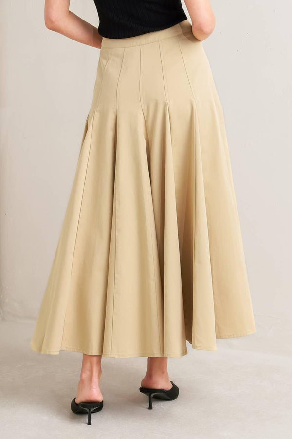 PALE FRAME WOVEN TAUPE CIRCLE SKIRT.