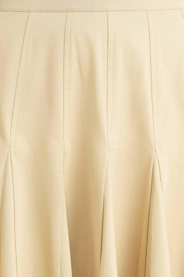 PALE FRAME WOVEN TAUPE CIRCLE SKIRT.