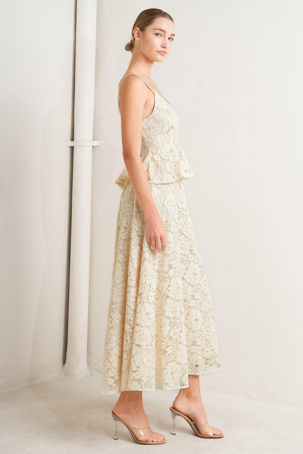 PURELY ROMANTIC WOVEN LACE MIDI SKIRT - Flying Tomato - SKIRTS - Freemarket