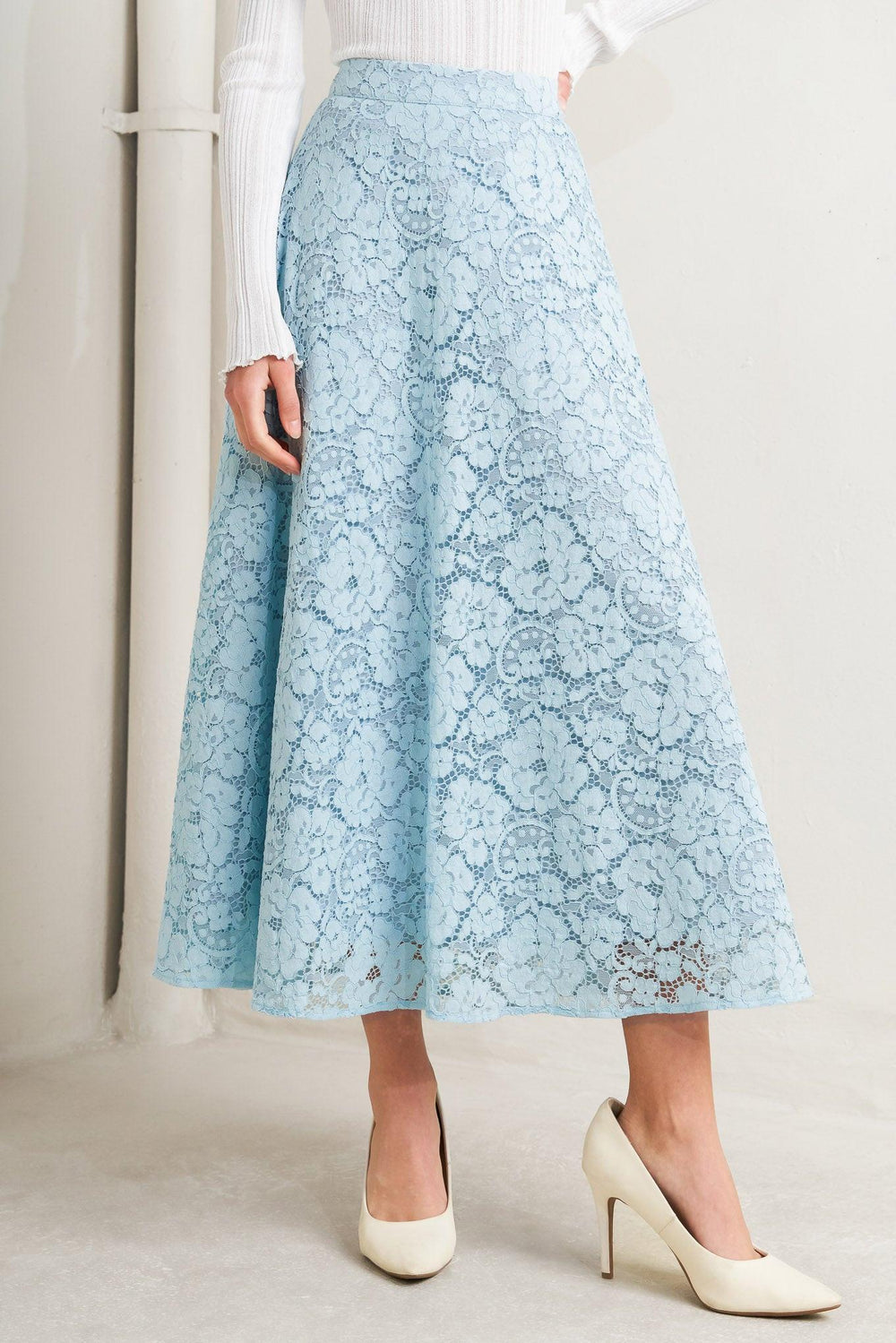 PURELY ROMANTIC WOVEN LACE MIDI SKIRT - Flying Tomato - SKIRTS - Freemarket