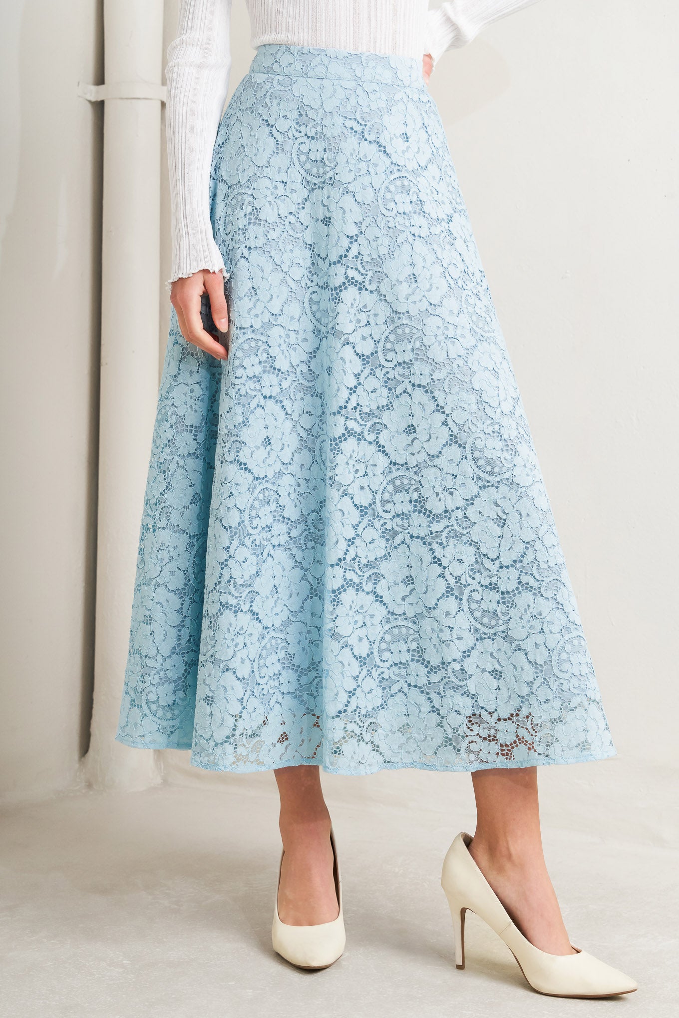 PURELY ROMANTIC WOVEN LACE MIDI SKIRT - Flying Tomato - SKIRTS - Freemarket