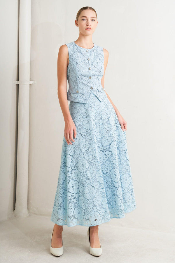 PURELY ROMANTIC WOVEN LACE MIDI SKIRT - Flying Tomato - SKIRTS - Freemarket