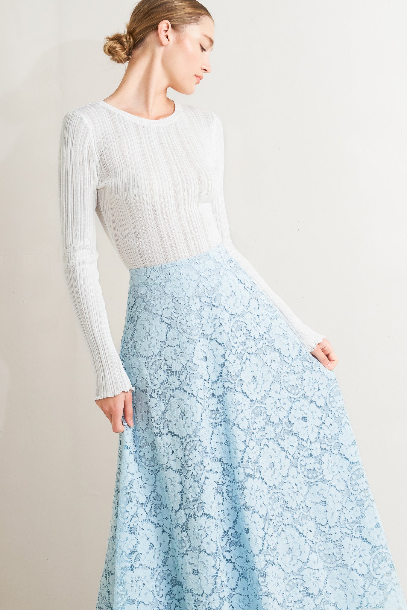 PURELY ROMANTIC WOVEN LACE MIDI SKIRT - Flying Tomato - SKIRTS - Freemarket