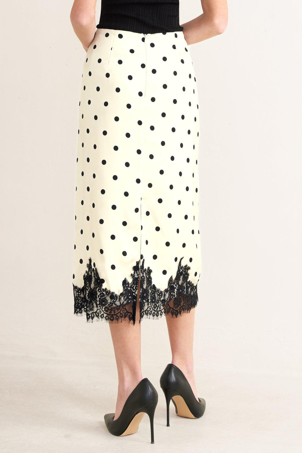 PARIS POLKA WOVEN MIDI PENCIL SKIRT.