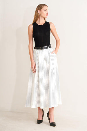 UPTOWN STRIPE WOVEN MDI CIRCLE SKIRT.