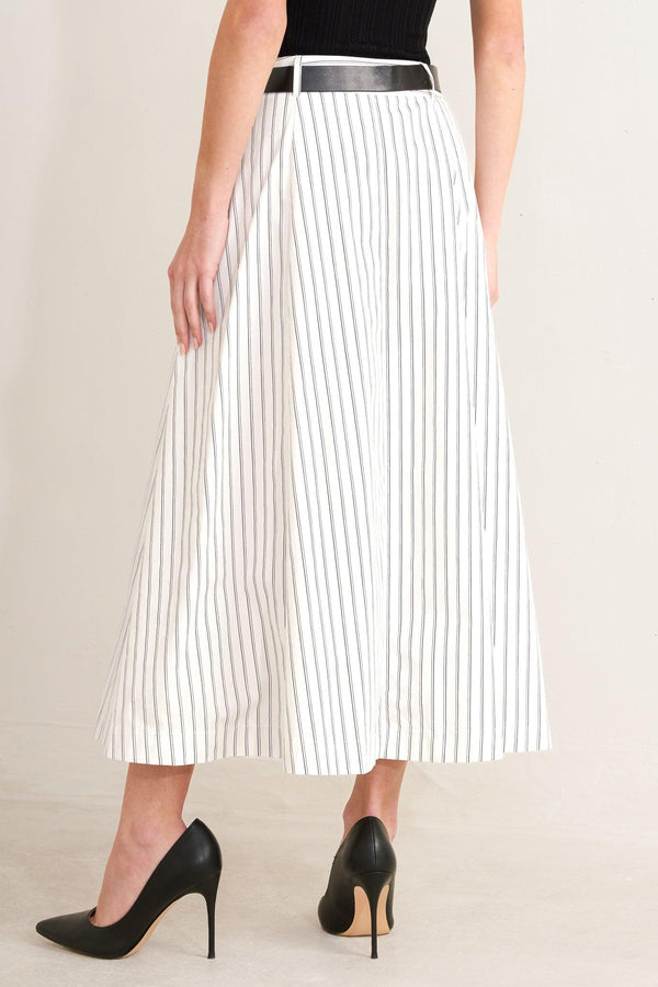 UPTOWN STRIPE WOVEN MDI CIRCLE SKIRT.
