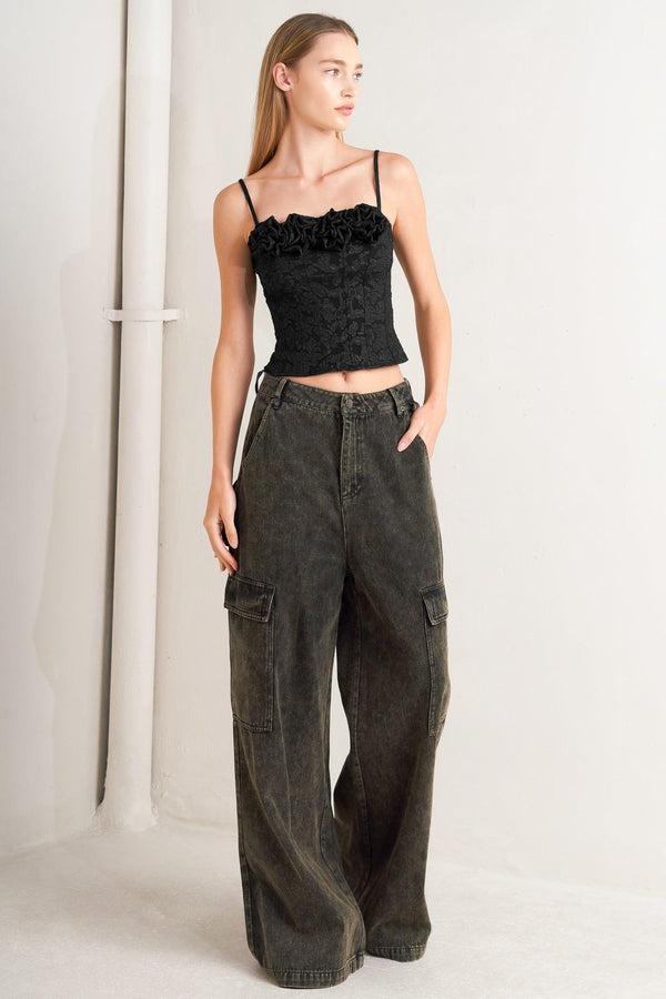 CAN'T BLAME ME GARGO DENIM PANTS.