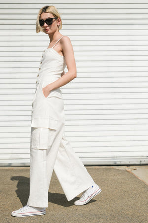 ROYAL AFFAIR WOVEN JUMPSUIT.