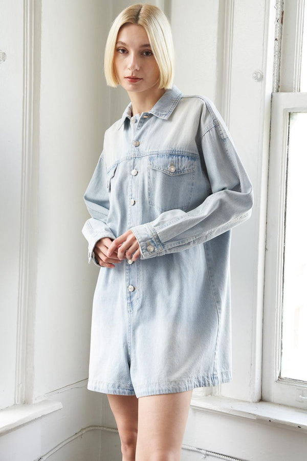 TURNING POINT DENIM ROMPER.