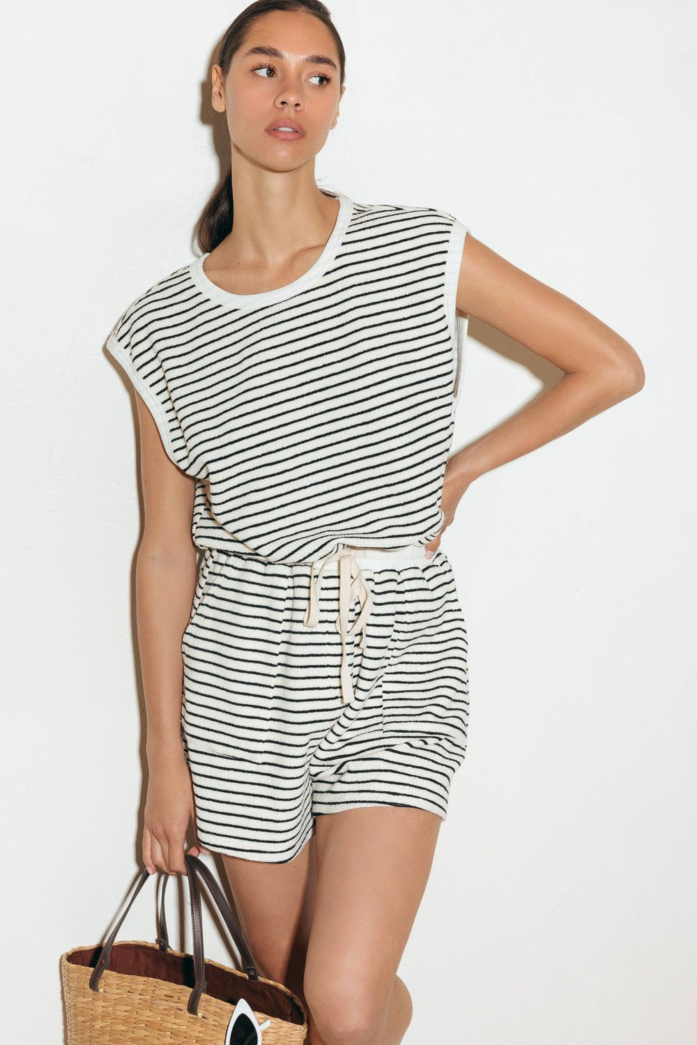 SUNSET COVE STRIP ROMPER.