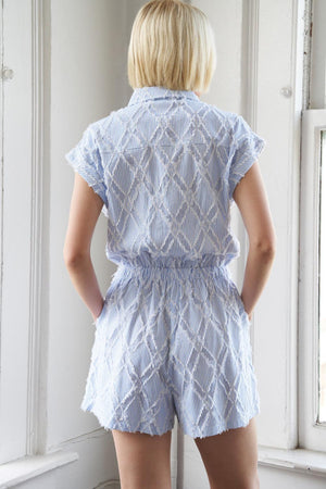 LOST IN THOUGHT WOVEN ROMPER.