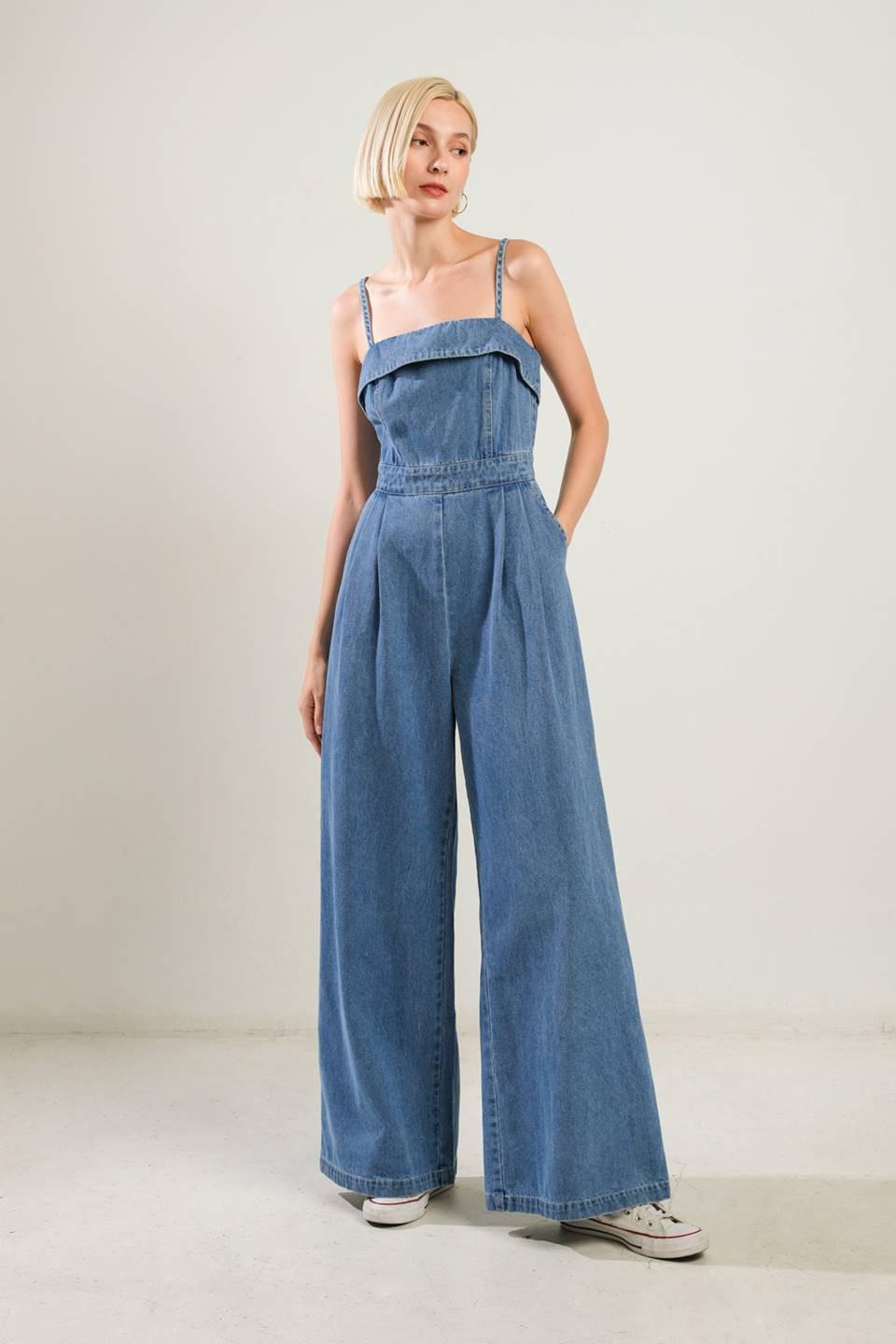 URBAN ELEGANCE DENIM JUMPSUIT.
