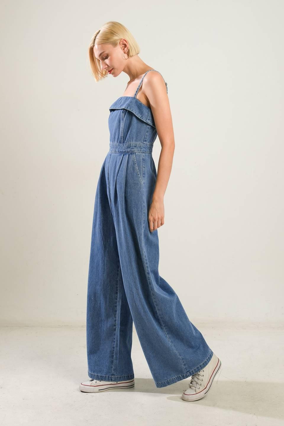URBAN ELEGANCE DENIM JUMPSUIT.