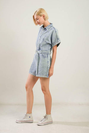 COUNTRYSIDE CHARM DENIM ROMPER.