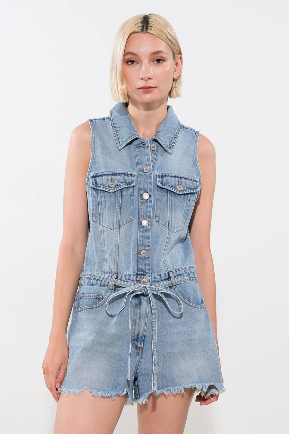 HEAR THE APPLAUSE DENIM ROMPER