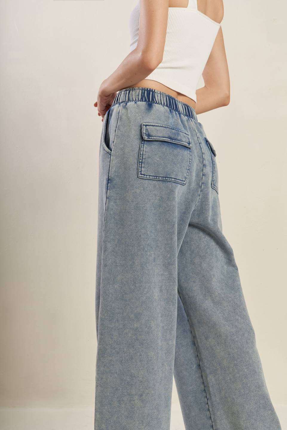 FIT AND FAIR WASHED DENIM PANTS