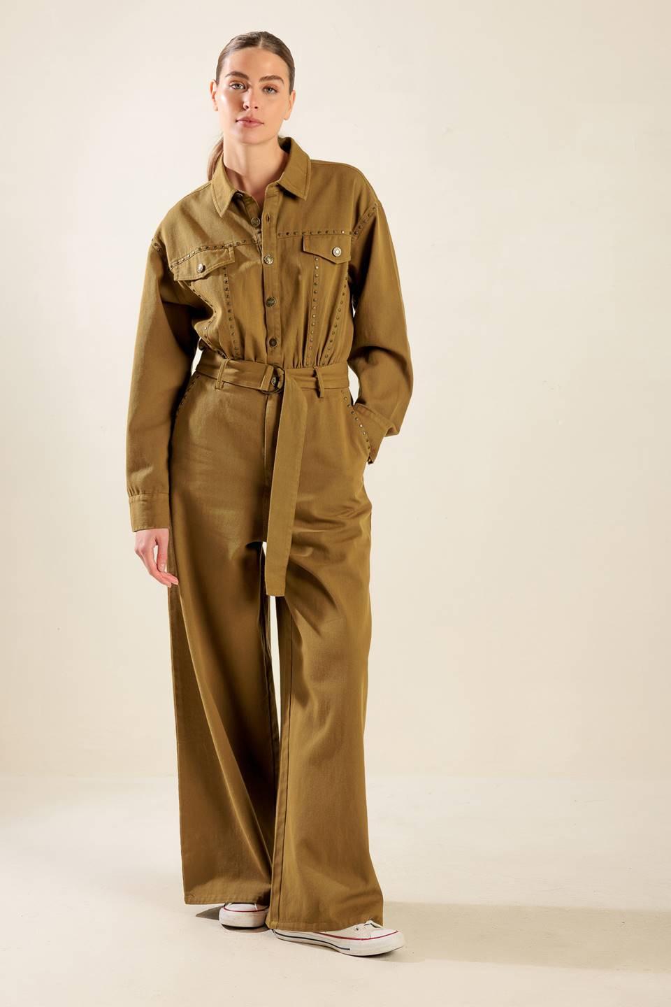 FLEETING WHISPERS TWILL JUMPSUIT.
