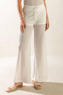 PRESENCE OF LOVE SEMI SHEER KNIT PANTS.