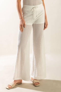 PRESENCE OF LOVE SEMI SHEER KNIT PANTS.