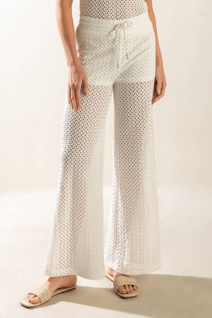 PRESENCE OF LOVE SEMI SHEER KNIT PANTS.
