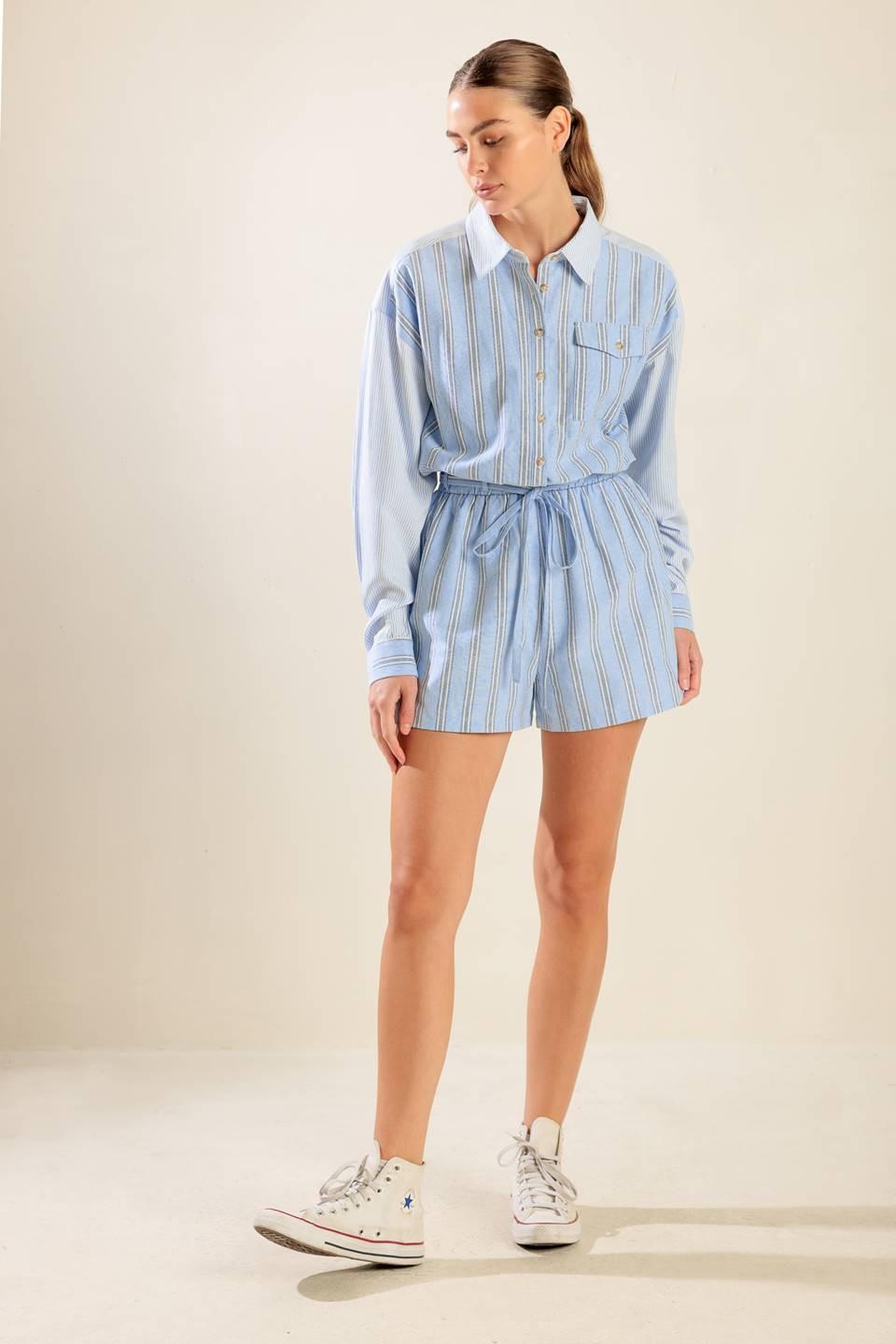 HOLD ME CLOSE WOVEN ROMPER.