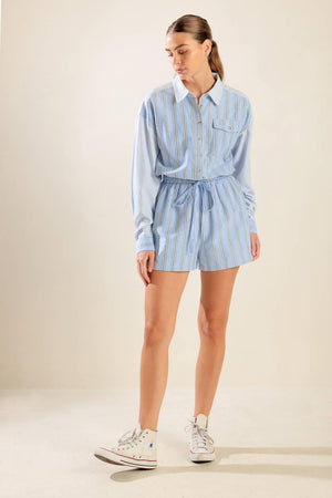 HOLD ME CLOSE WOVEN ROMPER.