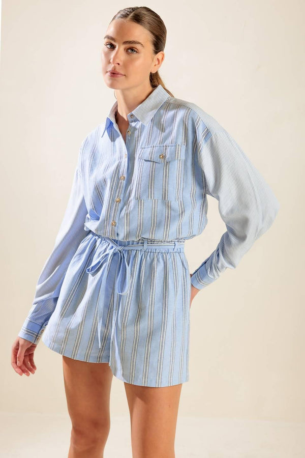HOLD ME CLOSE WOVEN ROMPER.