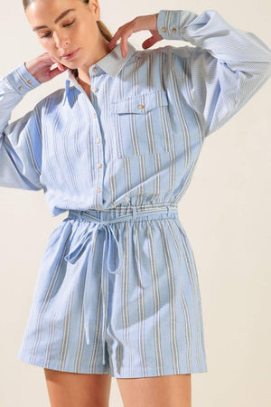 HOLD ME CLOSE WOVEN ROMPER.