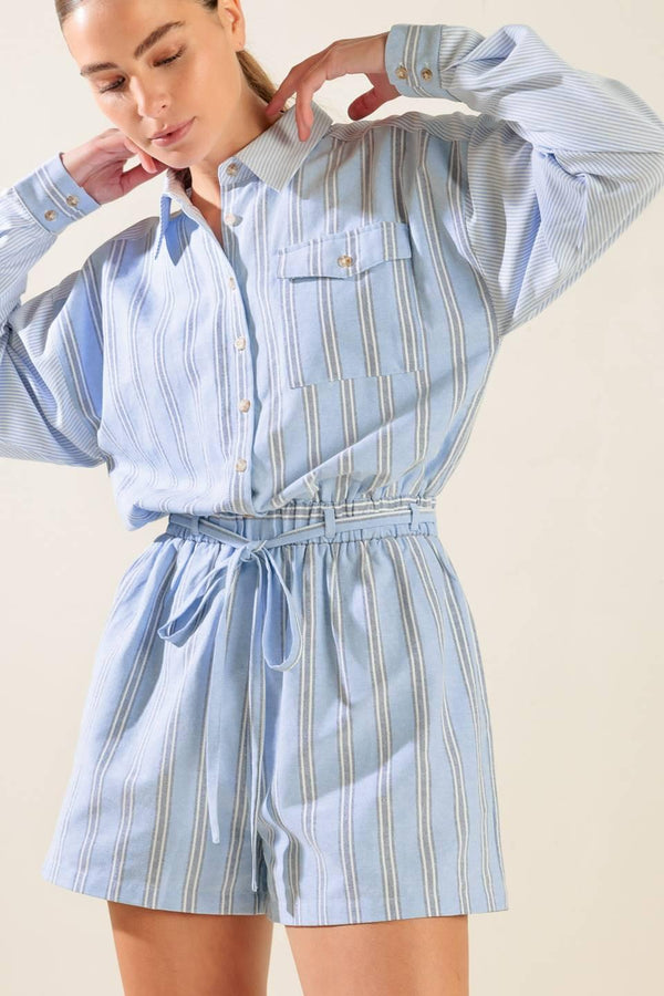 HOLD ME CLOSE WOVEN ROMPER.